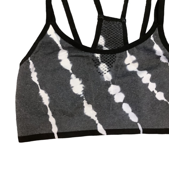 SPALDING Dark Gray & White Tie Dye Criss Cross Strappy Sports Bra-Size Medium - Picture 7 of 9